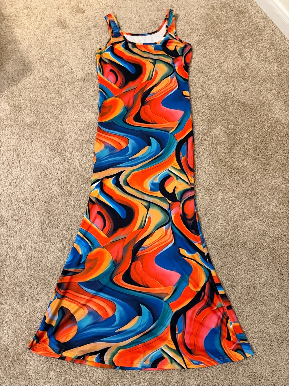 Multicolor Swirl Maxi Dress, Medium!